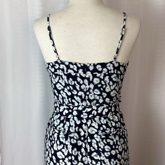 Banana Republic Wide Leg Cropped Jumpsuit Women’s 6 Navy Blue White Square Neckl - Picture 9 of 12